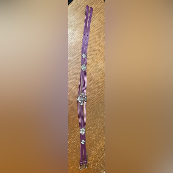 Diesel Leather Belt Women's 85/34 Purple Fuchsia Silver Studs Genuine Y2K Luxury - Picture 11 of 11